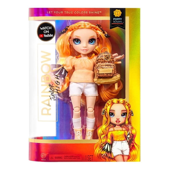 Rainbow High Jr High Poppy Rowan – poupée-mannequin ORANGE de 9 po (23 cm)