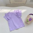 thumbnail image 4 of Nmmacb Kids Girls T-Shirt Summer Solid Color Tee Short Sleeve Top Short Sleeve Ruffle Sleeve Tee Size 1-9Y, 4 of 9