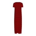 thumbnail image 4 of fatyb Robes Maxi à Manches Courtes pour Femmes Col Ras du Cou Décontractées Longues Robes Imprimées Robes T-Shirt d'Été, 4 of 5