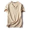 thumbnail image 1 of Innerwin T Shirt Retro Style Mens Tees Summer Solid Color Plain  Tops Apricot-2 XL, 1 of 2
