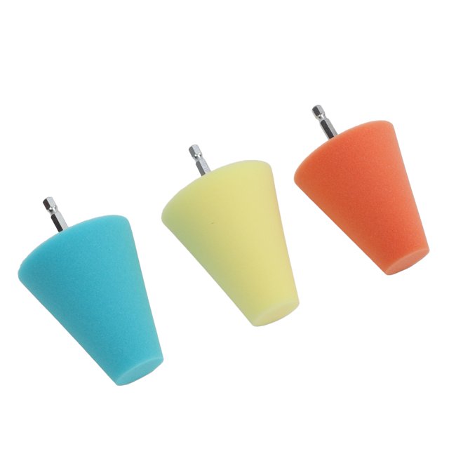 Wheel Sponge Buffing Cone, Easy To Use Orange Yellow Blue Wheel Hub Cone Polishing Pad For Cars Boats Motorcycles