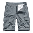 thumbnail image 1 of Birdeem Men Casual Solid Zipper Button Pockets Elastic Waist Cropped Cargo Shorts, 1 of 12
