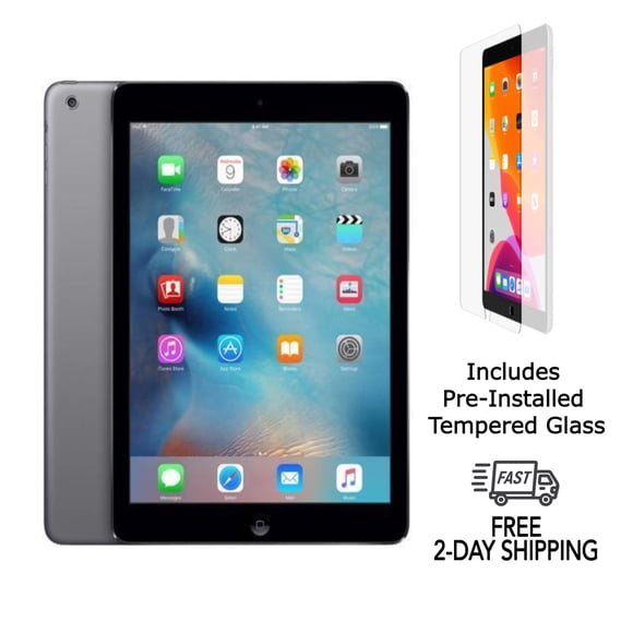 iPad Air Apple Remis à Neuf A1475 (Wi‐Fi + Cellulaire Déverrouillé) 16 Go Gris Cosmique (Grade B) avec Verre Trempé Préinstallé