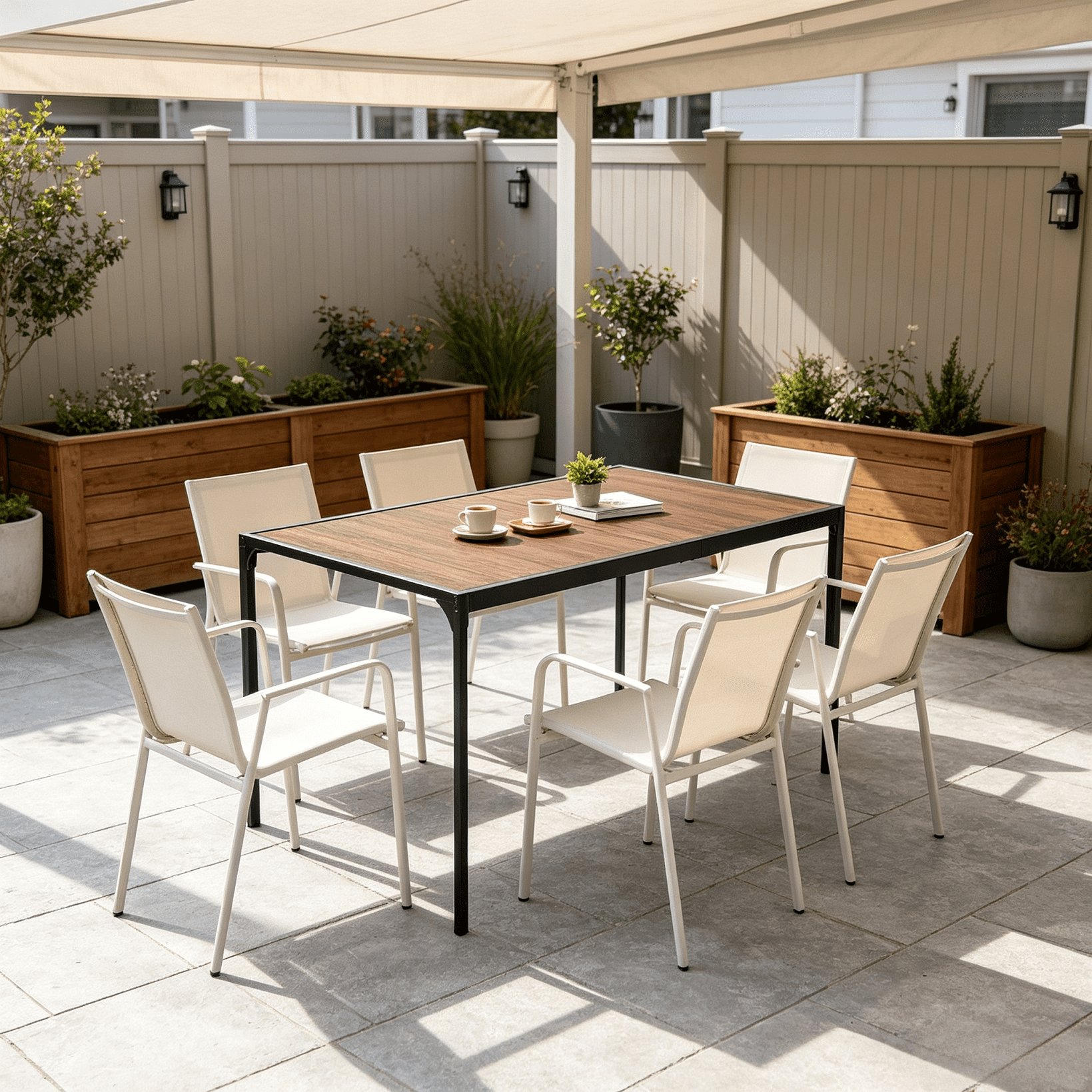 Homy Casa 47.2" Wood-Grain Dining Table, Modern Metal Frame Kitchen Table for Apartments and Small Spaces