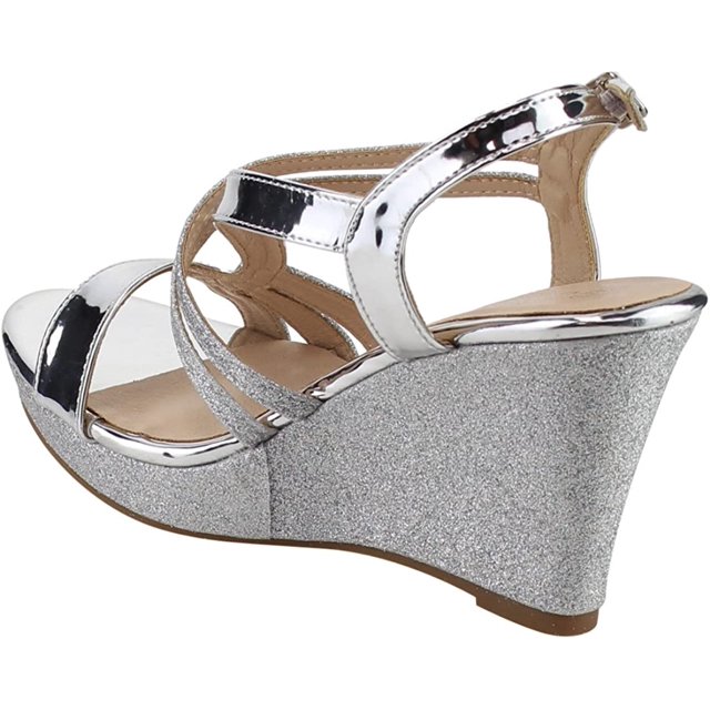 Forever FQ22 Sandales à Talons Compensés à Paillettes pour Femmes