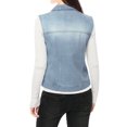 thumbnail image 4 of INSPIRE CHIC Women's Washed Chest Flap Pockets Single Breasted Denim Vest, 4 of 5