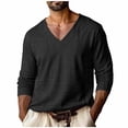 thumbnail image 3 of VBTAPA Mens Textured T Shirt Long Sleeve V Neck Pullover Tops Jacquard Knit Soft Comfy Fall Spring Tops Black L, 3 of 7