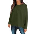thumbnail image 1 of Besolor Womens Spring Fall Tunic Tops Ladies Crewneck Long Sleeve T-Shirt Casual Solid Color Spring Fall Going out Blouse, 1 of 5