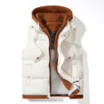thumbnail image 1 of Pisexur Mens Winter Vest Casual Hooded Drawstring Puffer Vest Solid Color Zipper Button Outerwear Vests Sleeveless Warm Winter Vest Jacket Plus Size Puffy Vest with Pockets L-5XL, 1 of 6