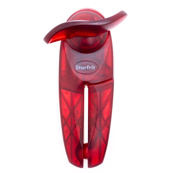 Starfrit Little Beaver Can Opener, Safe, Holds Lid and Leaves No Sharp Edges on Lid, Comfort Grip, 3-Year Warranty, Red