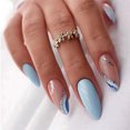 thumbnail image 2 of Fofosbeauty 24pcs Press on False Nails Tips, Almond Fake Acrylic Nails, Simple Blue and White Ripples, 2 of 6
