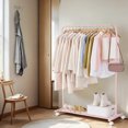 thumbnail image 3 of LEDREM Garment Rack, Closet Organizer with Shoe Storage, 110lb Capacity for Bedroom, Pink, 3 of 6