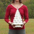thumbnail image 5 of Milltown Merchants Ceramic Christmas Tree - Tabletop Christmas Tree with Lights - (15.5" Large White Christmas Tree/White Lights) - Lighted Vintage Ceramic Tree, 5 of 5
