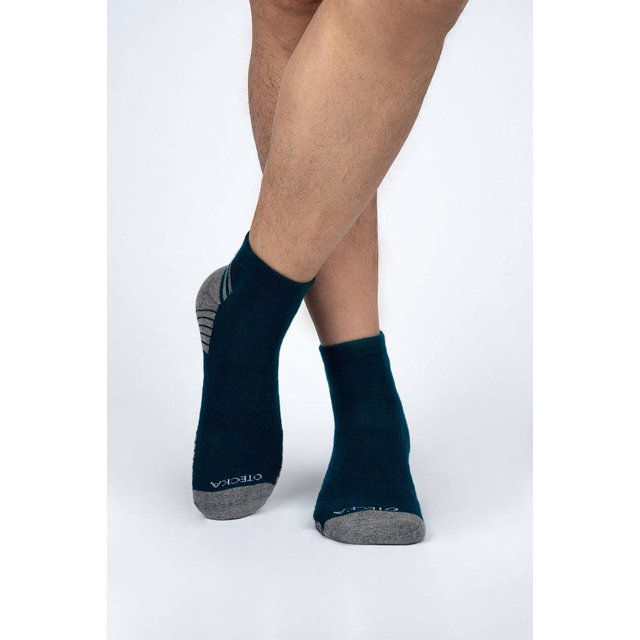 OTECKA Unisex Performance Quarter Socks with Moisture-Wicking - Cushion Comfort Quarter Socks, Blue, Large-X-Large