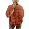 thumbnail image 3 of Kmbangi Women Stand Collar Long Sleeve Solid Color Full Zip Quilted Jackets, 3 of 7