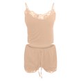 thumbnail image 5 of drppepioner Femmes Lingerie Aguichant Mode Pyjama Uni Sans Manches Dentelle Camisole Short Ensemble de Pyjama, 5 of 5
