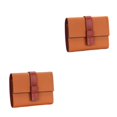 thumbnail image 3 of pitrice Leather Women Purse Rectangular Trifold for Zipper Hasp Stylish Card Holder Photo Folder Wallet Notecase Birthday Gift Gold Brown 2Set, 3 of 6