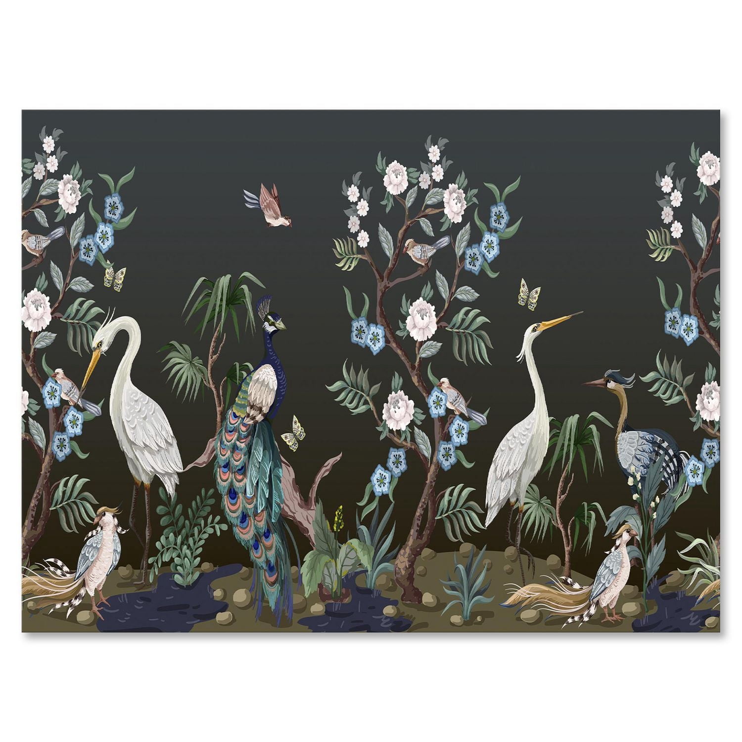 Designart Chinoiserie Aux Oiseaux Et Pivoines IV Art mural sur toile