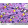 thumbnail image 3 of Soimoi Purple Rayon Fabric Circle & Triangle Geometric Decor Fabric Printed Yard 42 Inch Wide, 3 of 5