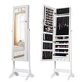 thumbnail image 1 of Giantex Lockable Jewelry Cabinet, Free Standing Big Makeup Box w/LED, White, 1 of 10