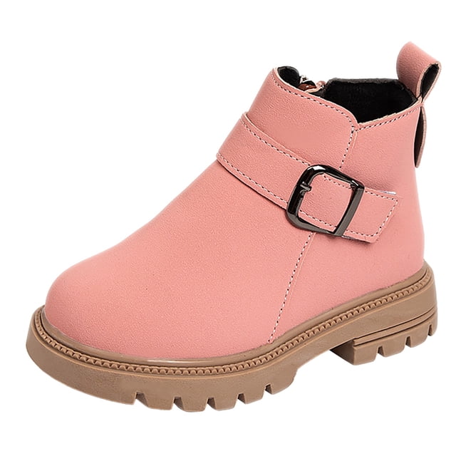 HBFAGFB Bottes pour Filles Tout-Petits Semelle Souple Confortables Enfants Peluche Décontractées Chaussures à Boucle Rouges Taille 33