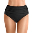 thumbnail image 1 of FYEGRE Women's High Waisted Bikini Bottom Tummy Control Ruched Bathing Suit Swim Bottom Black L, 1 of 5