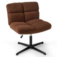 thumbnail image 1 of Costway Armless Office Desk Chair Modern Swivel Vanity Chair with Adjustable Height Brown, 1 of 10