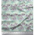thumbnail image 1 of Soimoi Cotton Jersey Fabric Leaves & Rose Flower Decor Fabric Printed Yard 58 Inch Wide, 1 of 3