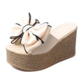 thumbnail image 2 of CEHVOM Women's Summer Bowknot Platform Slippers High Heel Shoes Slippers, 2 of 6