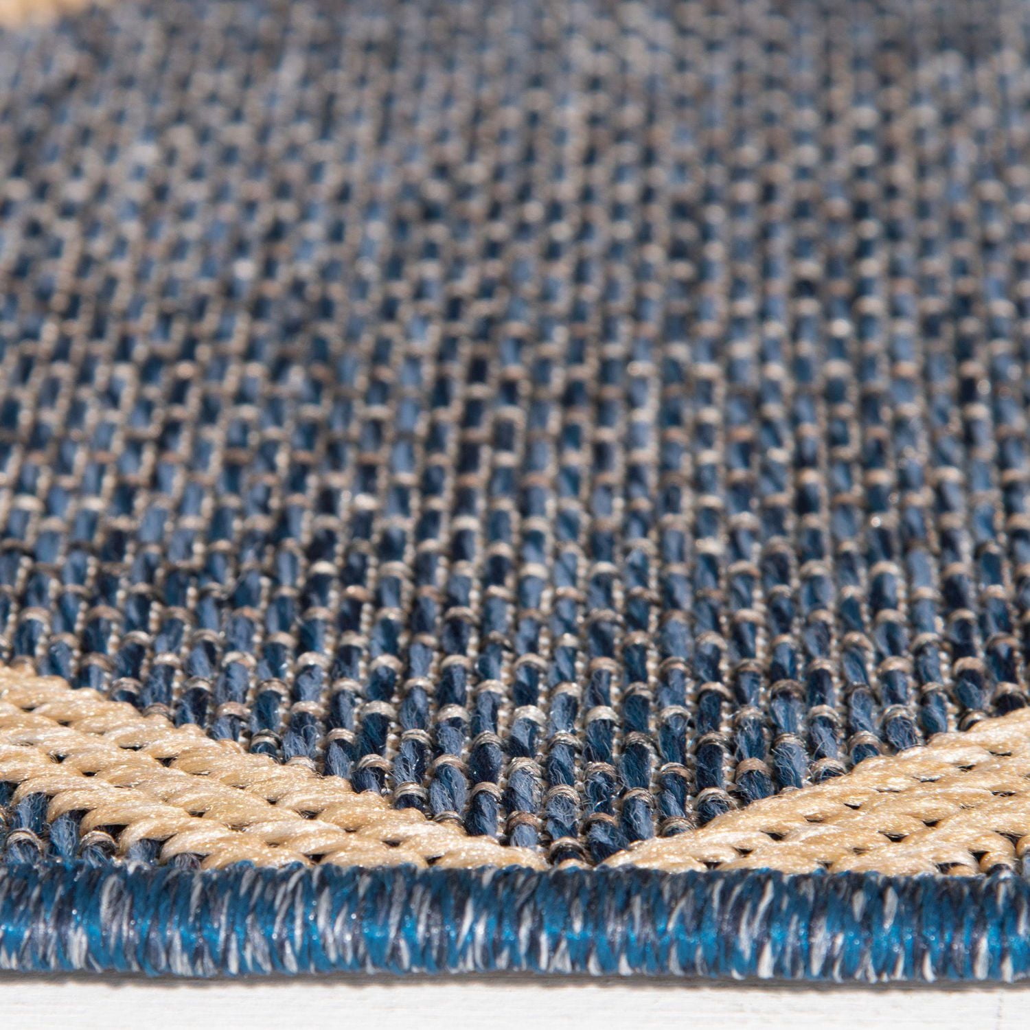 Smithleighs Cobalt Blue and Tan Woven Area Rug
