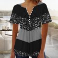 thumbnail image 1 of Blouses for Women Womens Printed V-neck Button Up Short Seeved Top, 1 of 1