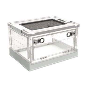Milaget Clear Folding Reptile Tank ,Lizards Habitat ,Desktop Pet Enclosure ,Portable Front Knob Door for Geckos Turtles Breeding Tank White S