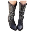 thumbnail image 3 of Kcodviy Bottes Mi-Hautes d'Hiver à Enfiler pour Femmes, Bottes Mi-Hautes pour Dames d'Extérieur à Fleurs, Chaussures à Talons Carrés Mi-Hautes pour Femmes, Mi-Hautes pour Femmes, Mi-Hautes pour Femmes, 3 of 6