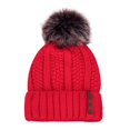 thumbnail image 1 of Women‘S Warm Solid Thicken Wool Hat Stripe Knit Windproof Cap, 1 of 5