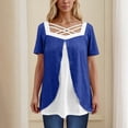 thumbnail image 2 of Timegard Hauts d'Été pour Femmes Grande Taille Col Carré en V Croisé Manches Courtes Décontracté Confortable Blouse, 2 of 6