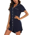 thumbnail image 4 of Kcodviy Chemise de Nuit Pyjama pour Femmes Chemises de Nuit Manches Courtes/longues Boutonnée 5X Robe de Nuit Tenue de Nuit Haut Chemise de Nuit Style Boyfriend pour Femmes Chemises Longues Robe de Nuit, 4 of 5