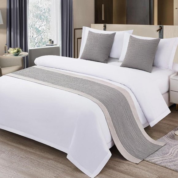 SXLXYOF Wedding Room Bed Tail Towel Hotel Bed Runner Scarves King Size No Fading Microfiber Bedding Scarf Soft Elegant Bedspread Coverlets Slipcover,D-2*Pillowcase