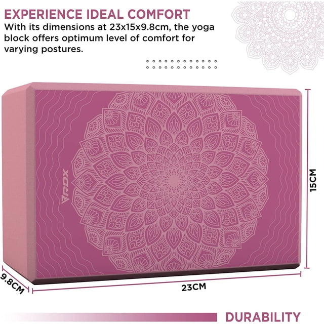RDX Yoga Block Set, Non-Slip High-Density Eva Foam Brick for Pilates Flexibility Body Balance, Easy Grip Surface for Stability Strength Training Deepen Poses Exercise Office Home Gym, 23x15x9.8CM