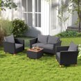thumbnail image 4 of Gymax 8 PCS Wicker Patio Furniture Set w/ Removable Cushions Storage Coffee Table Gray, 4 of 9
