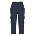 thumbnail image 3 of Erwazi Pantalon Capri Cargo pour Femmes Taille Haute Randonnée Décontracté Voyage Pantalon d'Été avec 6 Poches, 3 of 4