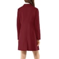 thumbnail image 3 of INSPIRE CHIC Women's Coat Solid Color Notched Lapel Single Breasted Winter Peacoat Burgundy M, 3 of 7