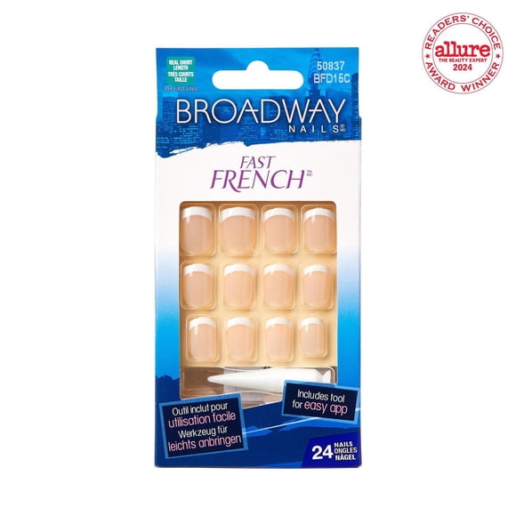 KISS Fast French - Broadway Peach - Fake Nail, Real Short