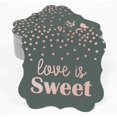 thumbnail image 2 of Inkdotpot Real Rose Gold Foil Bracket Shape Paper Hang Tags Love Is Sweet Wedding Favor Tags Pack Of 100, 2 of 6