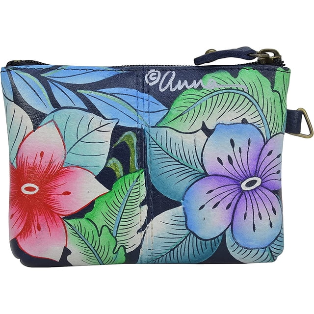 Anna by Anuschka Women's Hand Painted Genuine Leather Coin Pouch - Top zip entry