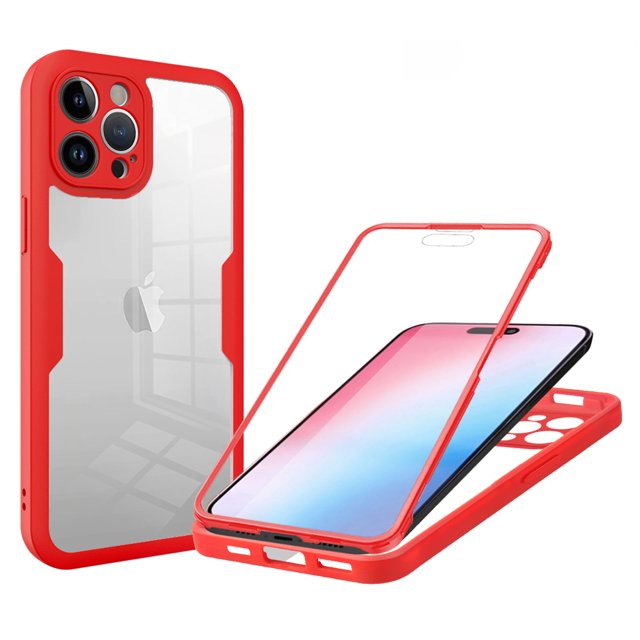 Designed for iPhone 16 Plus Case, Full-Body Protection Phone Cover with Screen Protector Built-in Touch Sensitive Anti Scratch Upgraded Shockproof TPU Bumper Case for iPhone 16 Plus - Red