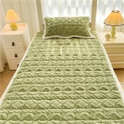Feltree Extra Thick Flannel Mattress Cover 120x200cm, Anti-Slip Winter Warming Mattress Pad, Reversible Plush Fleece Bed Topper for Home