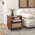 thumbnail image 2 of Gymax Bamboo Rattan Nightstand Boho Bedside End Table w/ Drawer & Wood Legs Brown, 2 of 9