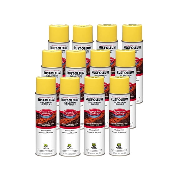 Rust-Oleum 264695-12PK Choix Industriel M1400 Système Peinture de Marquage de Construction à Base d'Eau, 17 oz, Jaune Haute Visibilité, Lot de 12