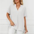 thumbnail image 2 of Birdeem Mode pour Femmes Manches Courtes Rétro Col Rond Pâques Couleur Unie Hauts Amples Blouse Manche, 2 of 8