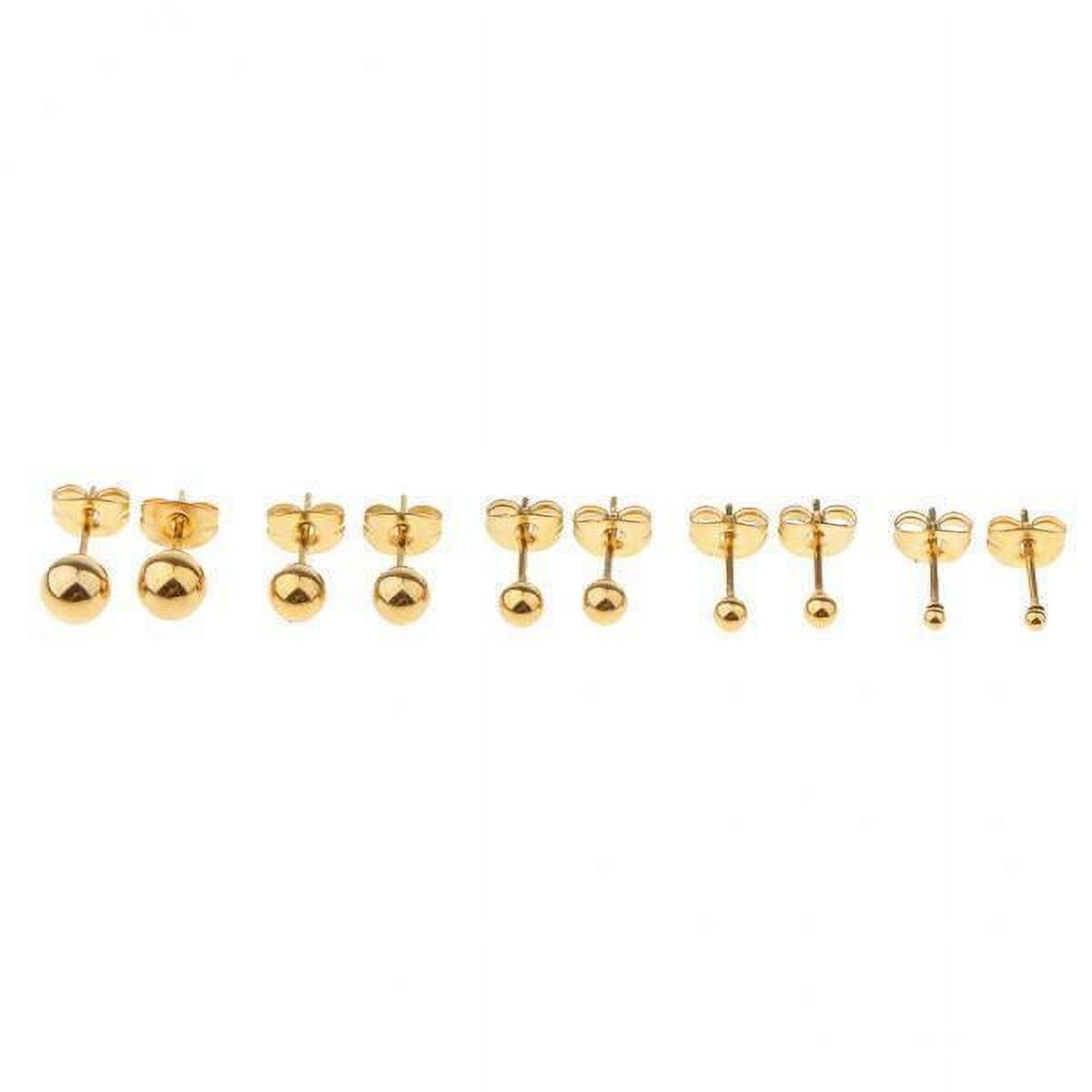 lionlar 2X 5 Pairs Assorted Ball 2mm-6mm Disc Ball Stainless Steel Earring Studs Gold 2 Pcs